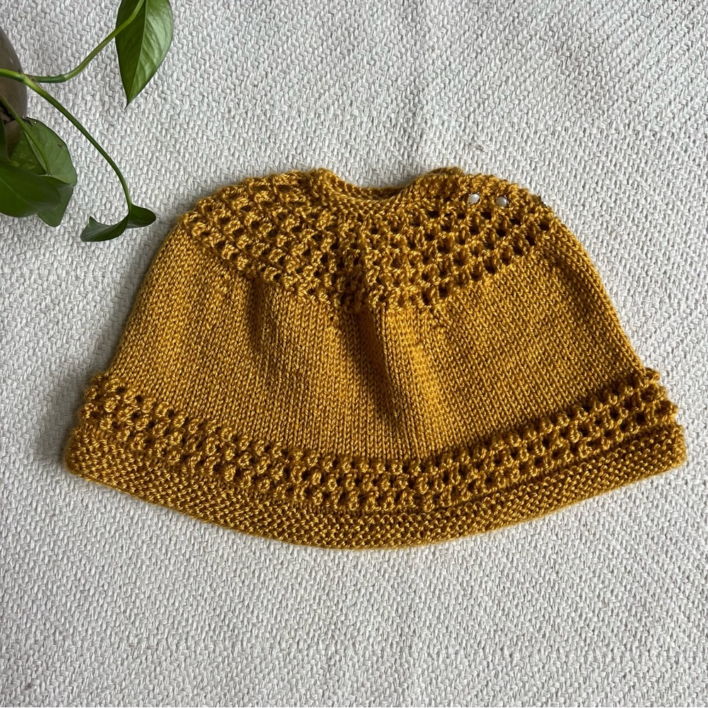 Hand-knit Mustard Capelet Shawl
